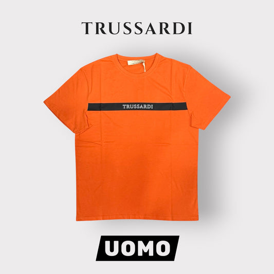 TRUSSARDI - T-Shirt Uomo con scritta frontale 3D, Col.Arancione