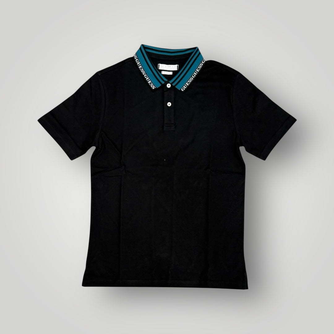 Polo GUESS con logatura sul collo col.Nero