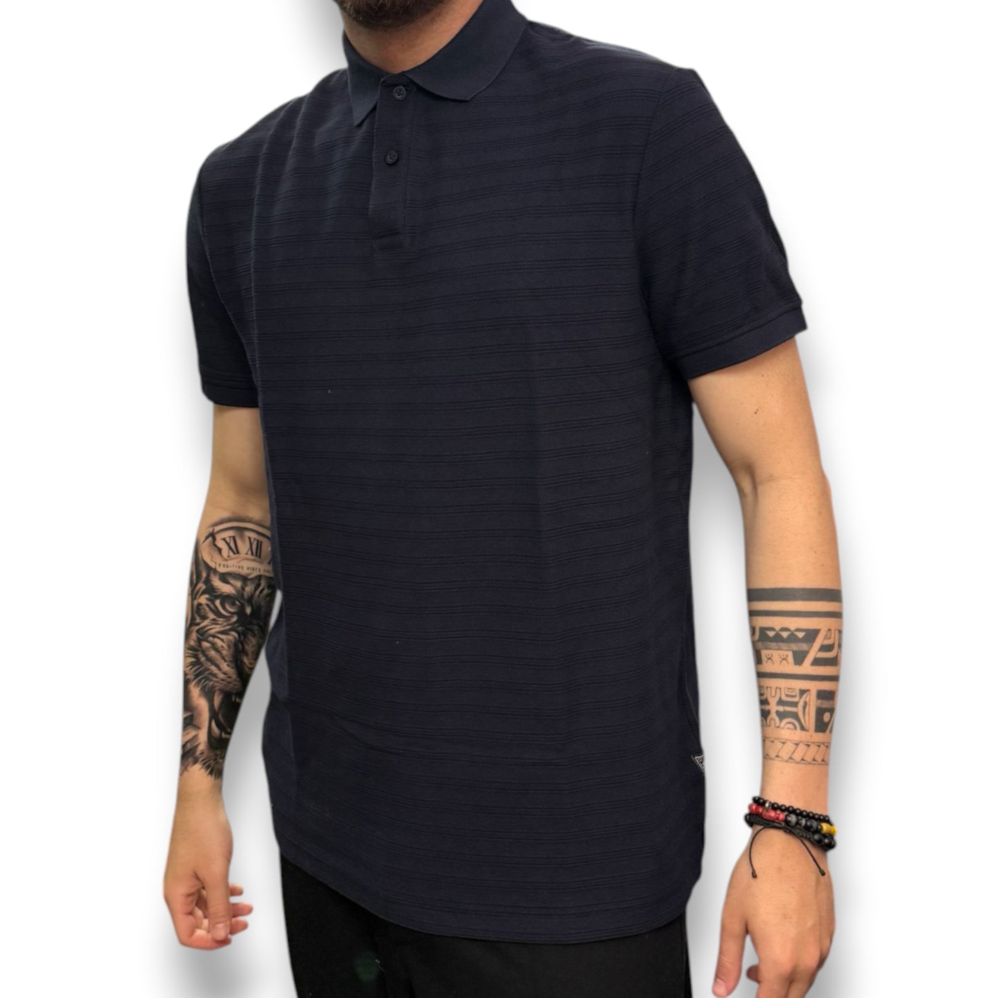 GUESS- Polo Uomo, in filo, Regular Fit, Col.Blu