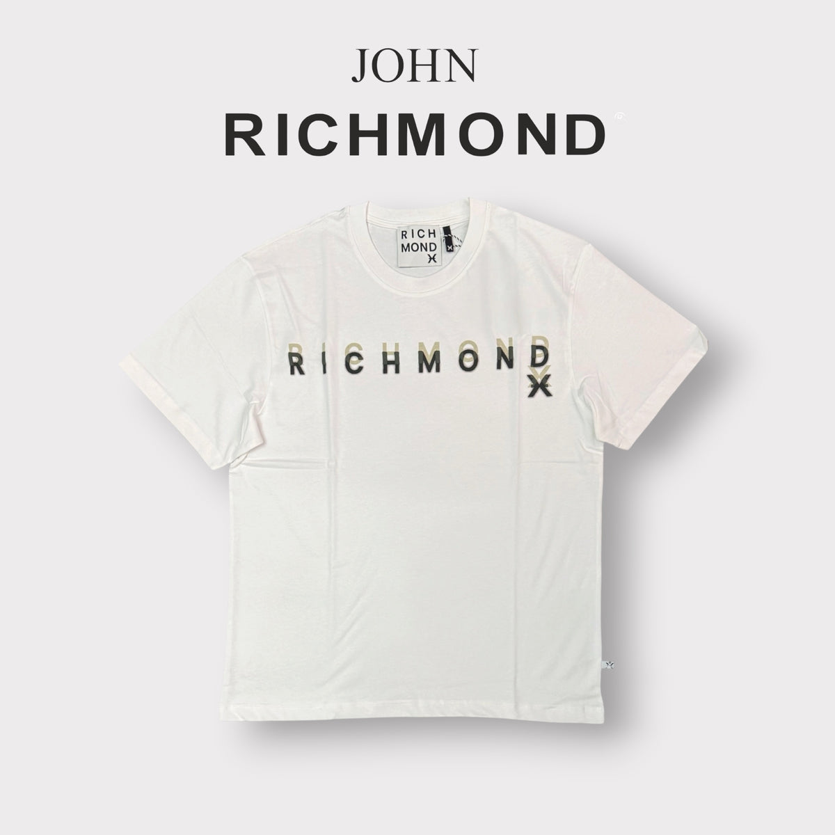 RICHMOND - T-SHIRT UOMO, con scritta 3D frontale, Col.Bianco