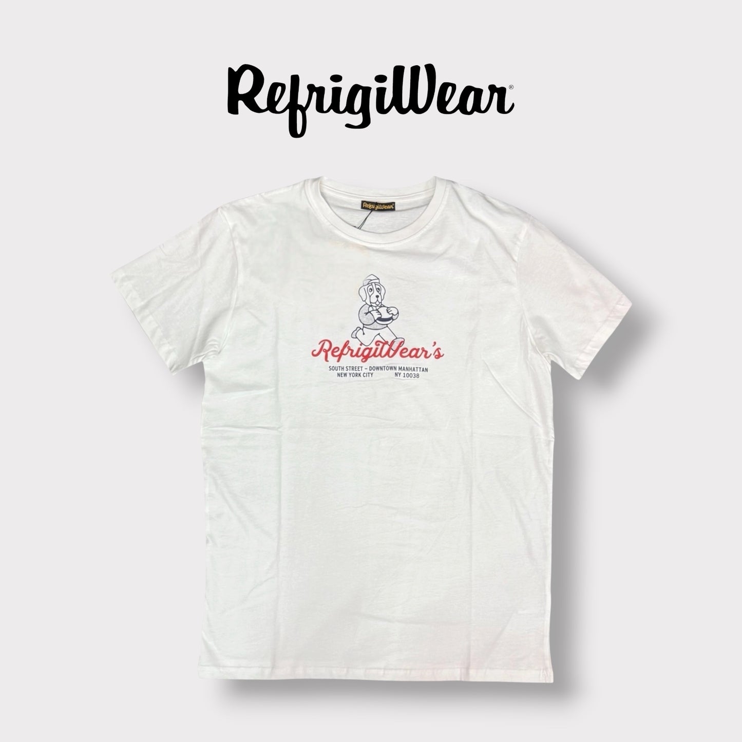 REFRIGIWEAR - T-Shirt Uomo con disegno frontale, Col.Bianco