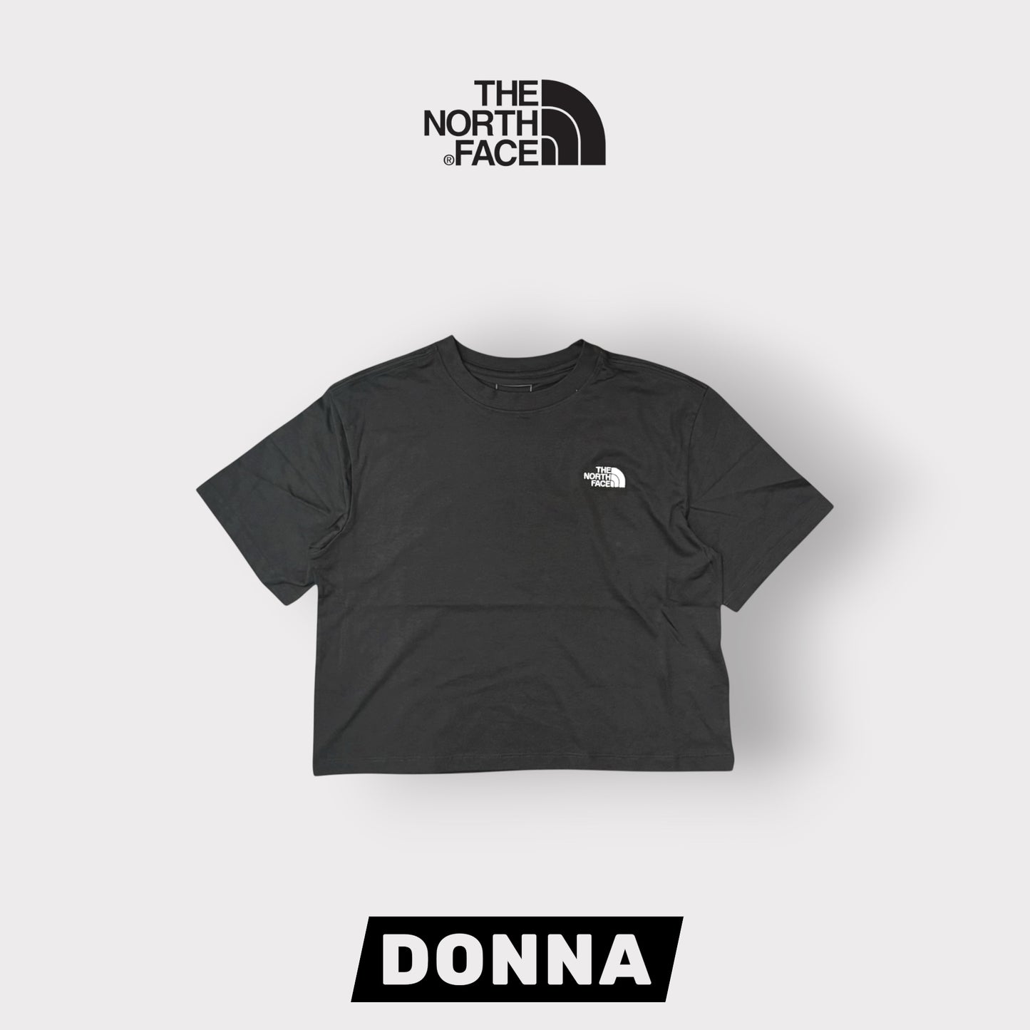 THE NORTH FACE- T-shirt Donna, con logo ricamato lato cuore, Boxyfit, col.Nero