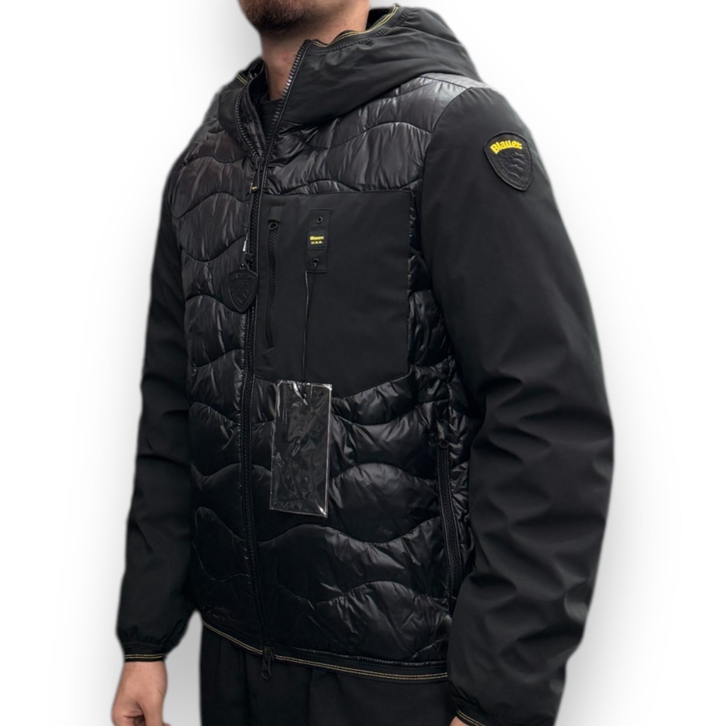 Giubbotto BLAUER con trama ad onde e inserti in tessuto tecnico,Col.Nero (imbott.Piuma - 2025)