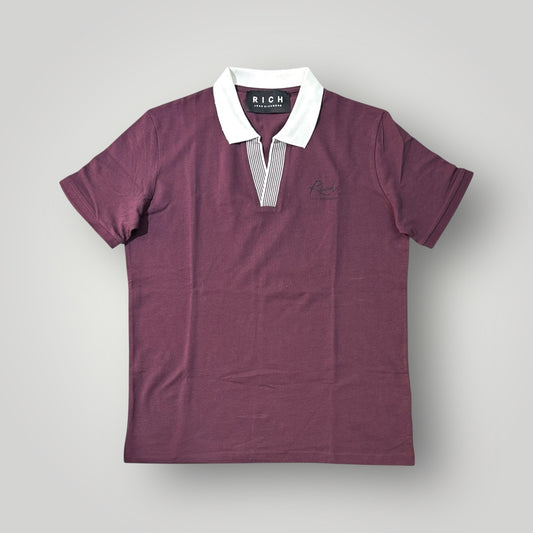 Polo RICHMOND Uomo,con scollo a V senza bottoni, Col.Bordeaux
