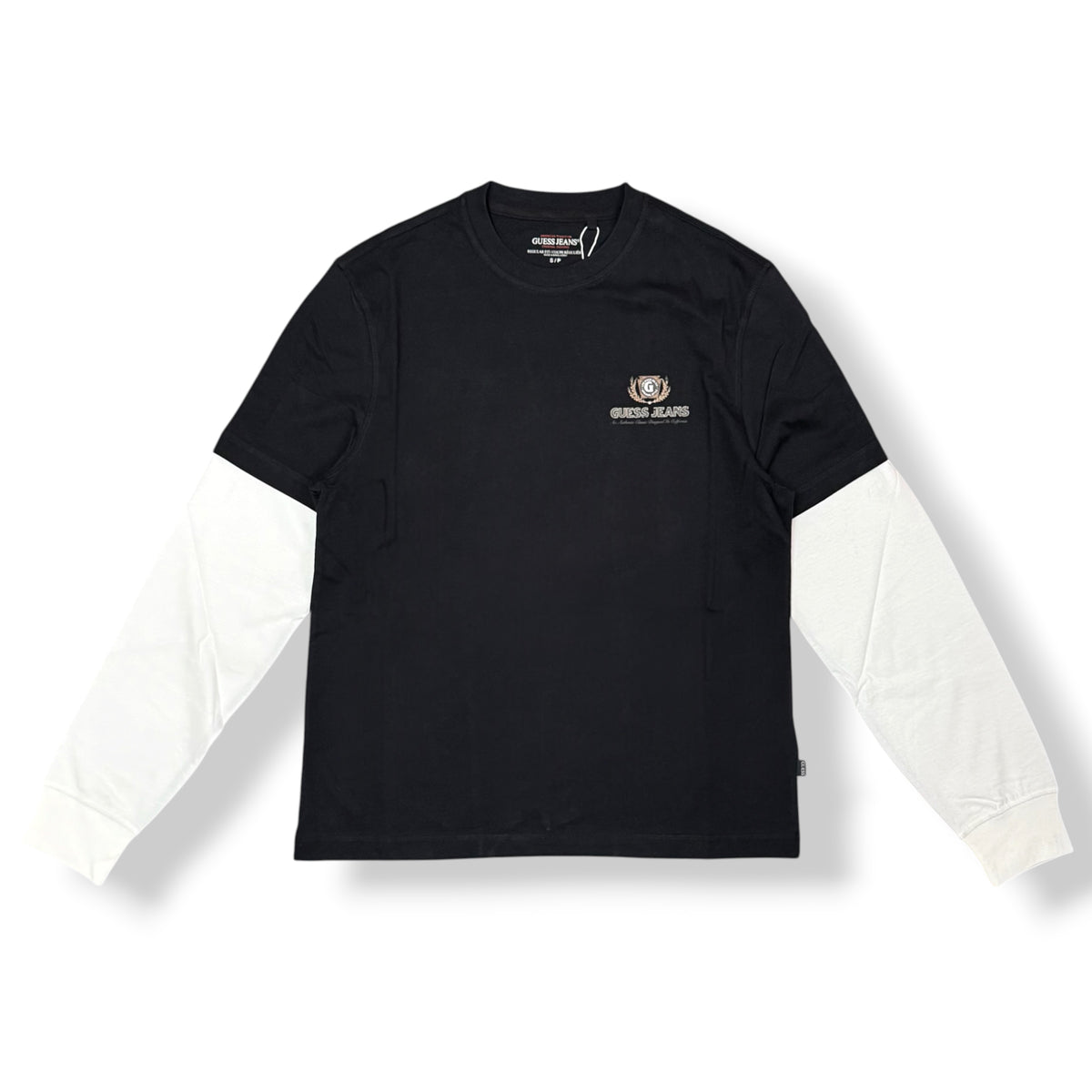 GUESS- T-shirt Uomo, manica lunga, con stampa schienale, col.Nero