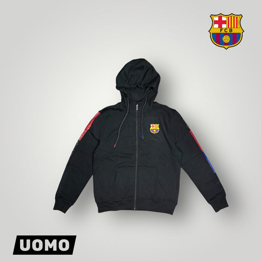 Felpa BARCELLONA con cappuccio e zip col.Nero (Tex.felpato)