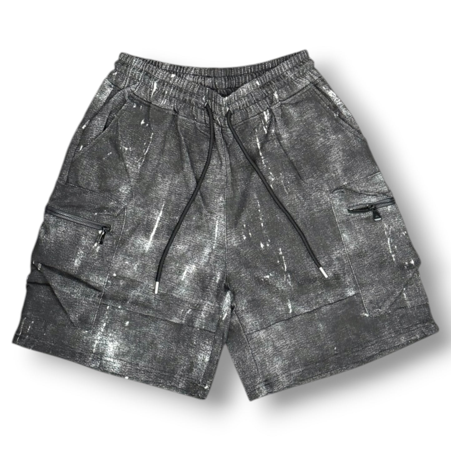 JUST REBEL - Completino estivo Uomo con stampa schienale, pantaloncino grigio scuro, Col.Bianco