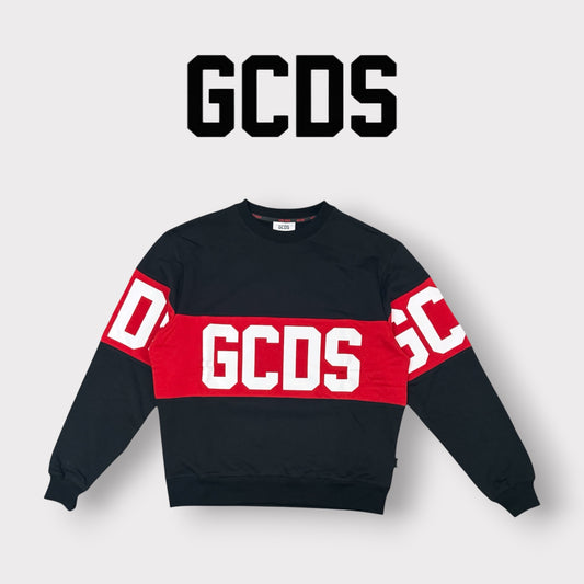 GCDS - Felpa girocollo, Col.Nero/Rosso