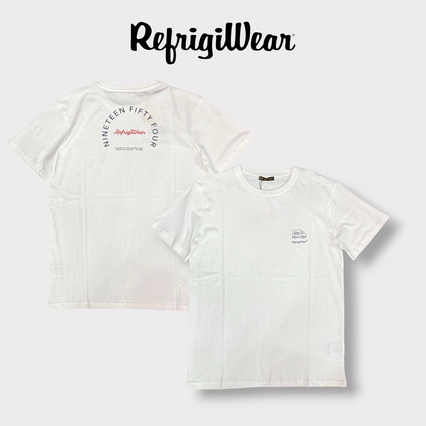 REFRIGIWEAR - T-Shirt Uomo con logo lato cuore e stampa schienale, Col.Bianco