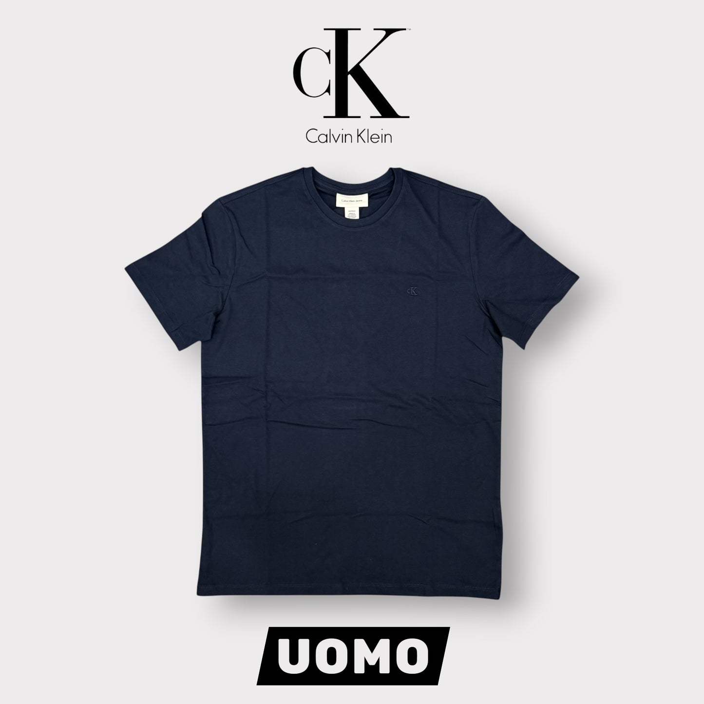 CALVIN KLEIN - T-Shirt Uomo con logo ricamato lato cuore, Col.Blu scuro