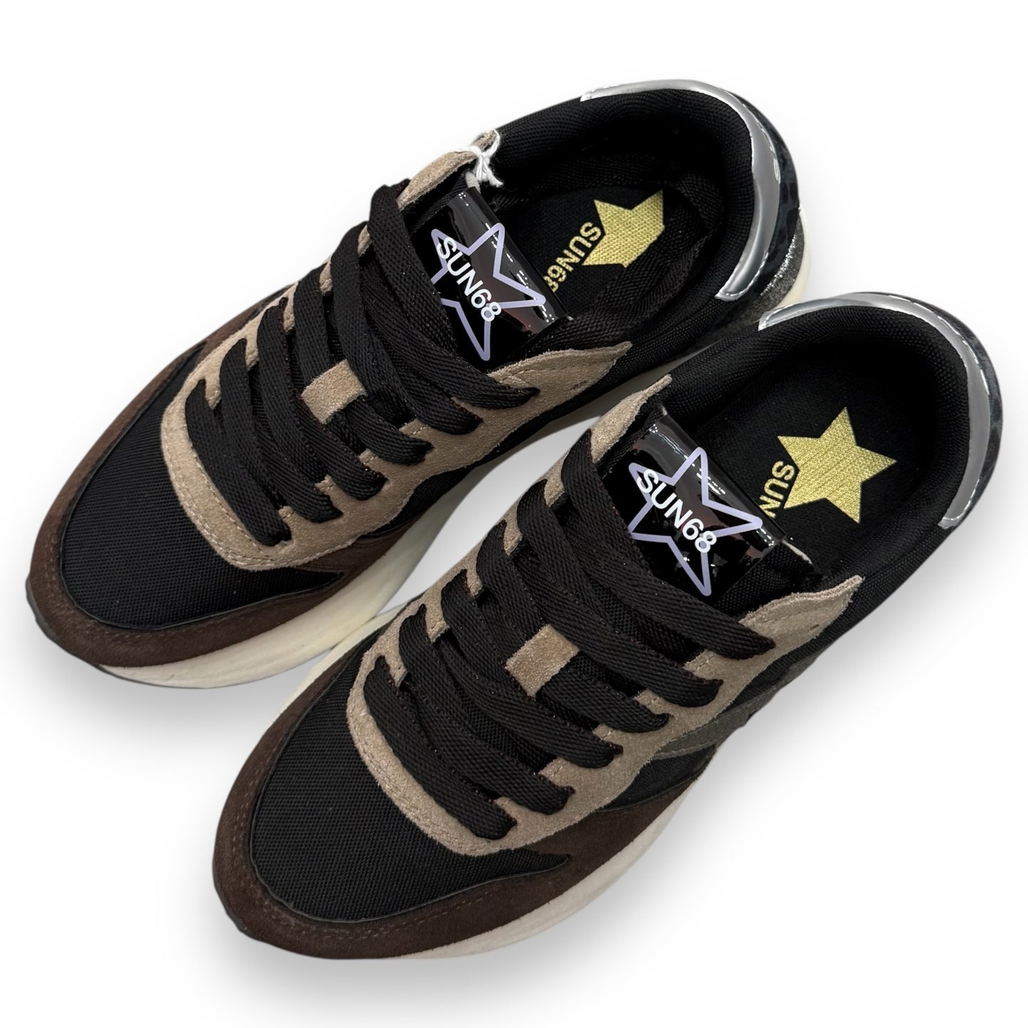 Scarpe SUN68 Donna, mod.Big Stargirl Mix Material, col.Nero