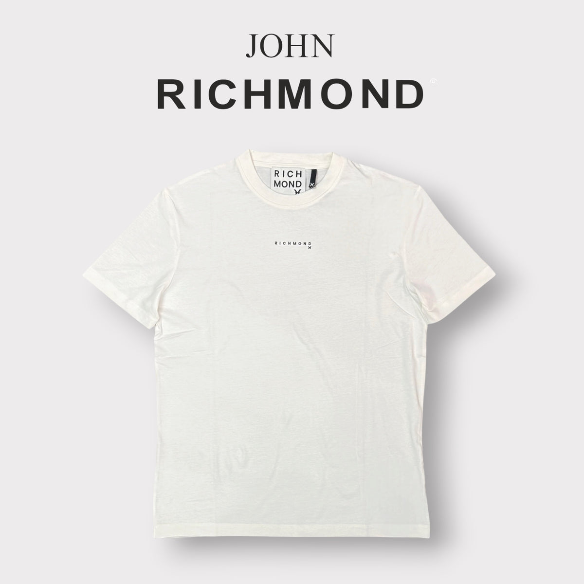RICHMOND - T-SHIRT UOMO, con logo frontale ricamato, Col.Bianco