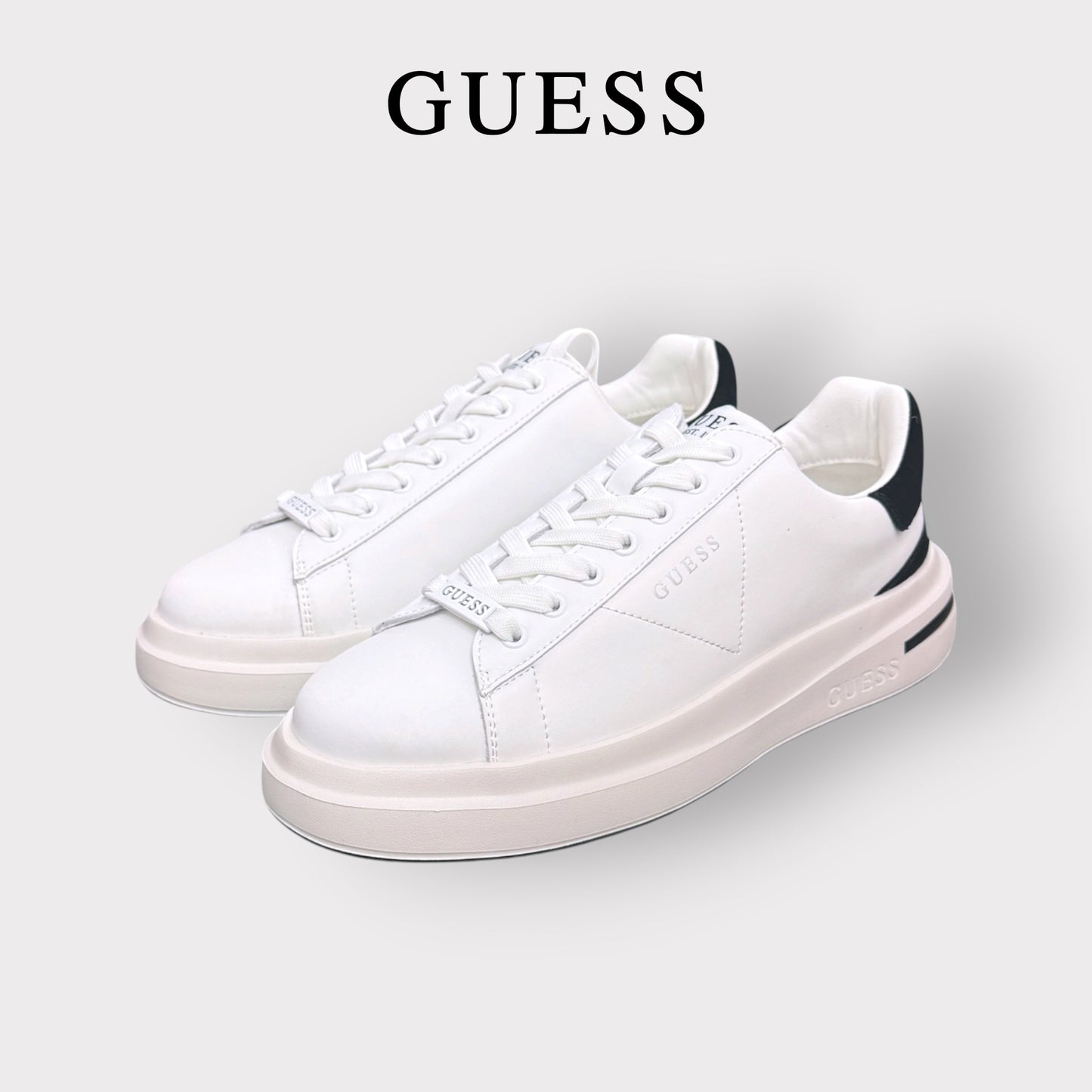 GUESS- Scarpe Uomo, con dettaglio in velluto, col.Bianco/Nero