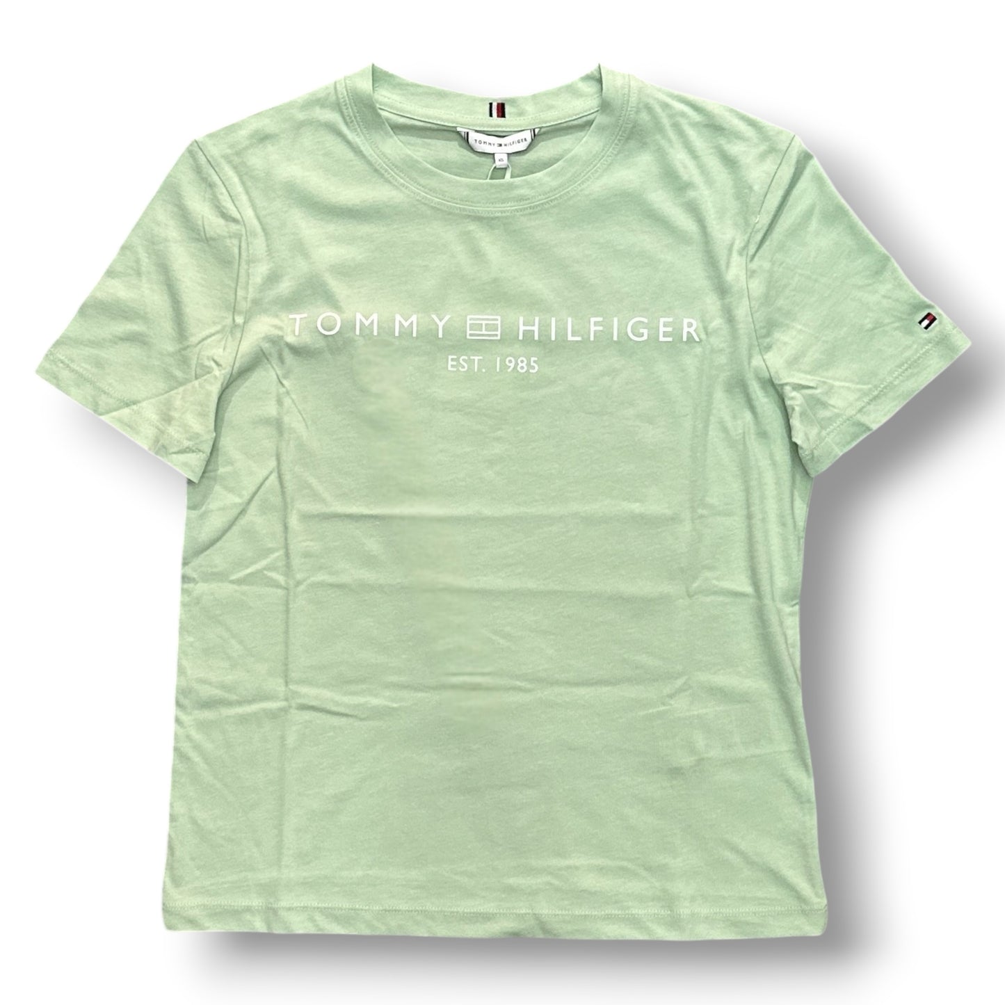 TOMMY HILFIGER- T-shirt Donna, con stampa frontale, Regular Fit, col.Menta
