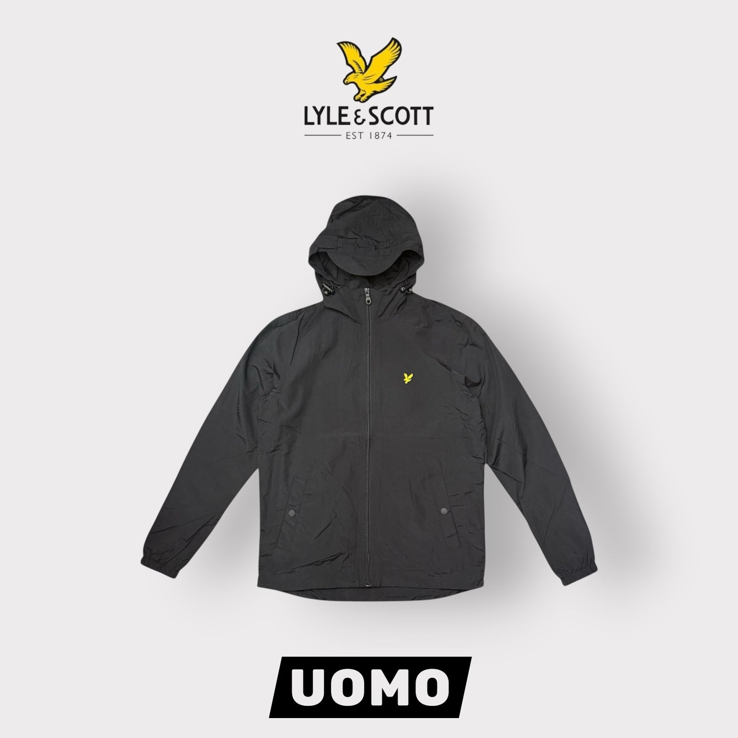 LYLE & SCOTT-Giubbotto Uomo, con cappuccio, mod.Zip through hooded Jacket, col.Jet Black