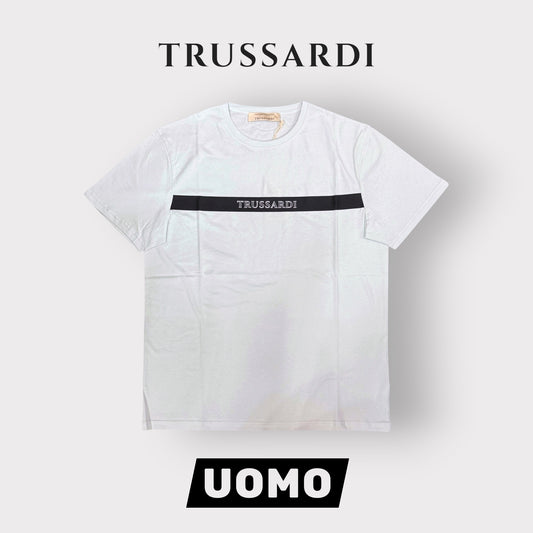 TRUSSARDI - T-Shirt Uomo con scritta frontale 3D, Col.Azzurro
