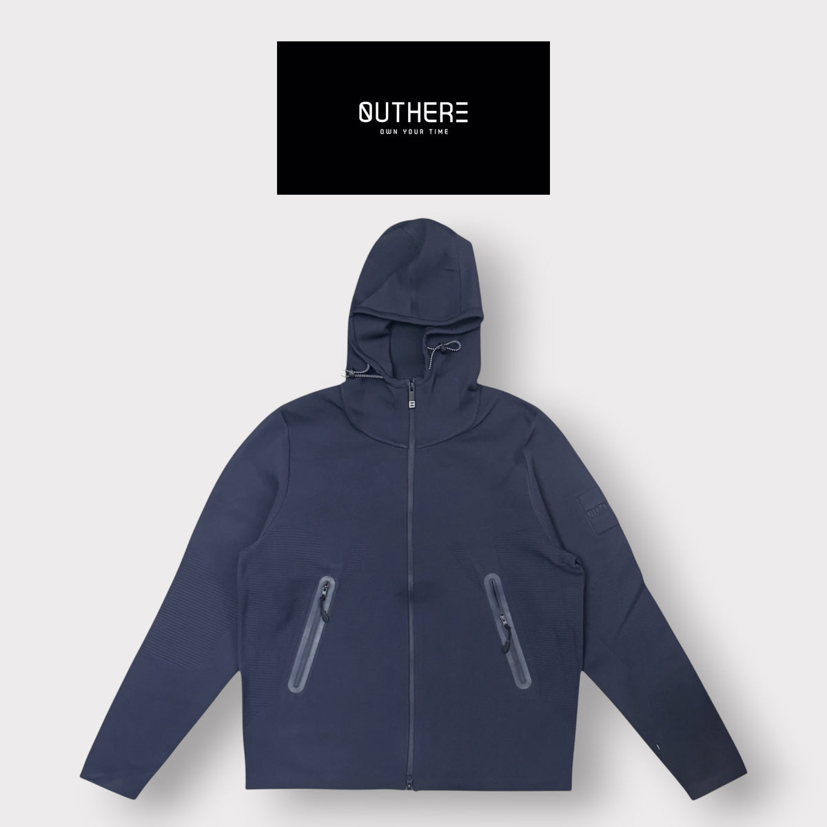 OUTHERE - Giubbofelpa Uomo, con cappuccio, mod.Ember, Col.Blu