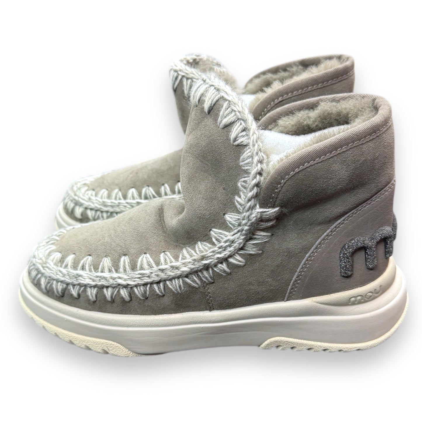 Stivaletto MOU Donna, Eskimo Jogget ,Vera pelle di montone, Col. Grigio, Logo glitter