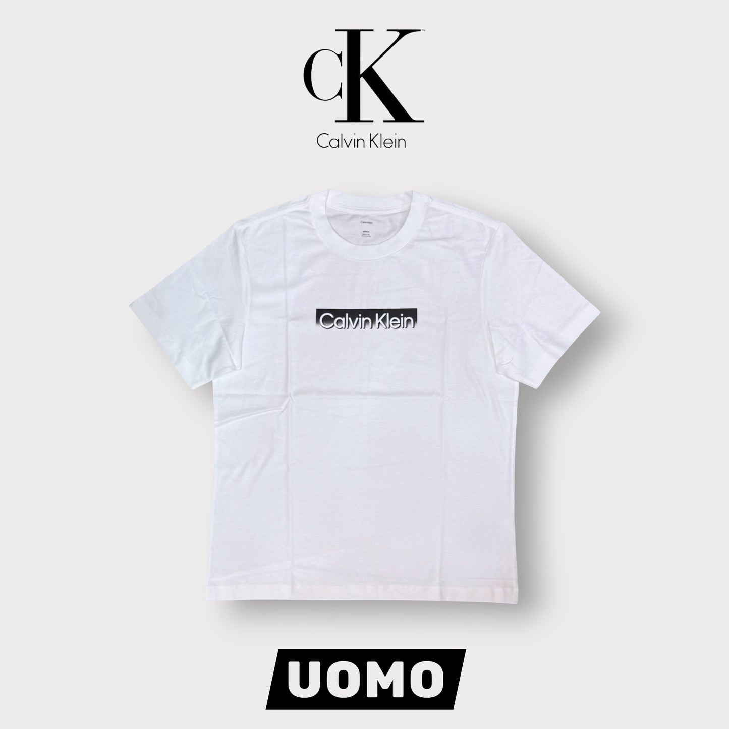 CALVIN KLEIN - T-Shirt Uomo con scritta frontale in 3D, Col.Bianco
