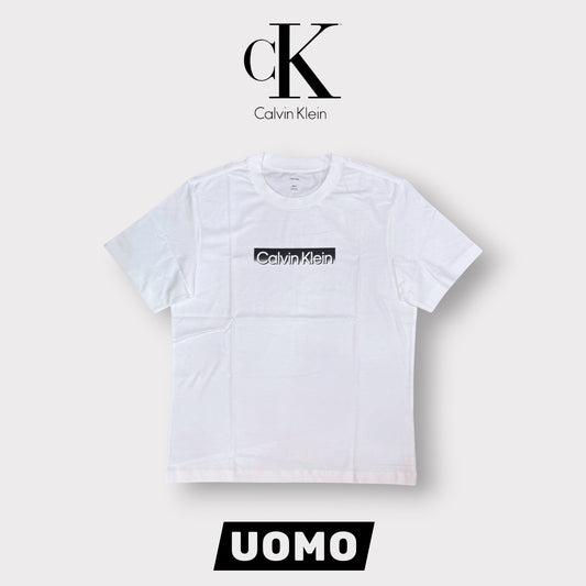 CALVIN KLEIN - T-Shirt Uomo con scritta frontale in 3D, Col.Bianco