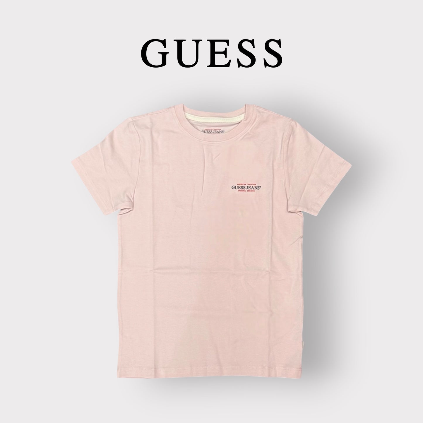 GUESS JEANS- T-shirt Donna, SlimFit, con stampa lato cuore, col.Rosa