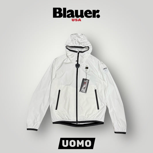 Giubbotto BLAUER Uomo, antivento con cappuccio, mod.FARRIN, Col.Bianco