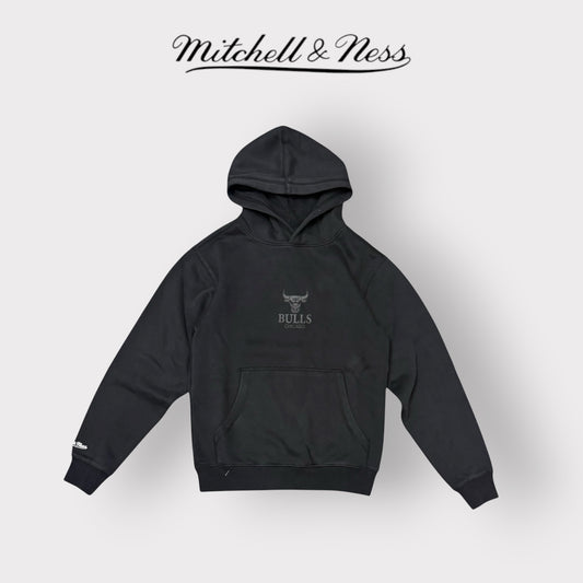 MITCHELL & NESS - Felpa Uomo CHICAGO BULLS con cappuccio, tex.felpato, Col.Nero