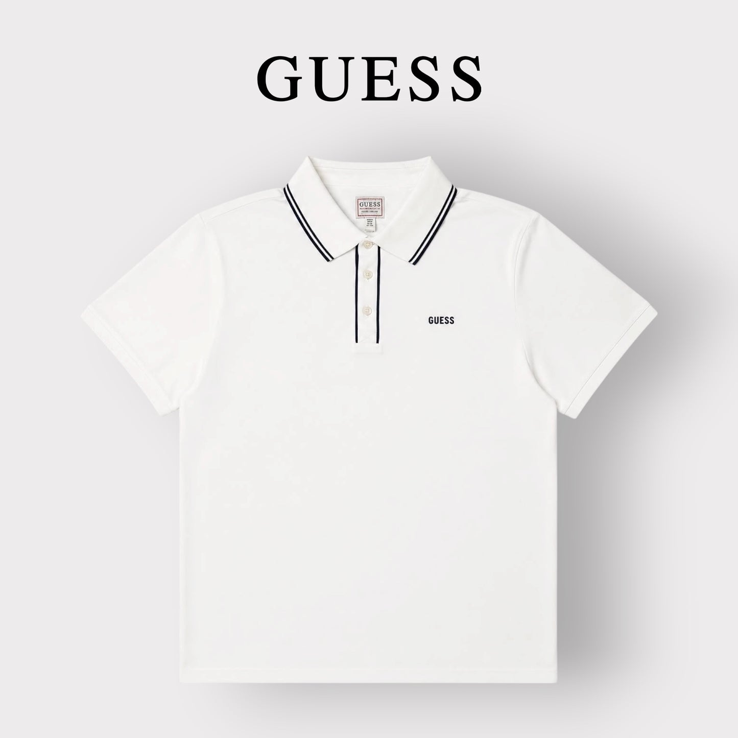 GUESS- Polo Uomo, in tessuto tecnico, SlimFit, col.Bianco