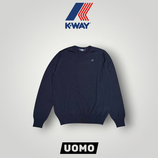 Maglioncino K-WAY Uomo, con logo lato cuore, 100% Lana Vergine, col.Blue Depth