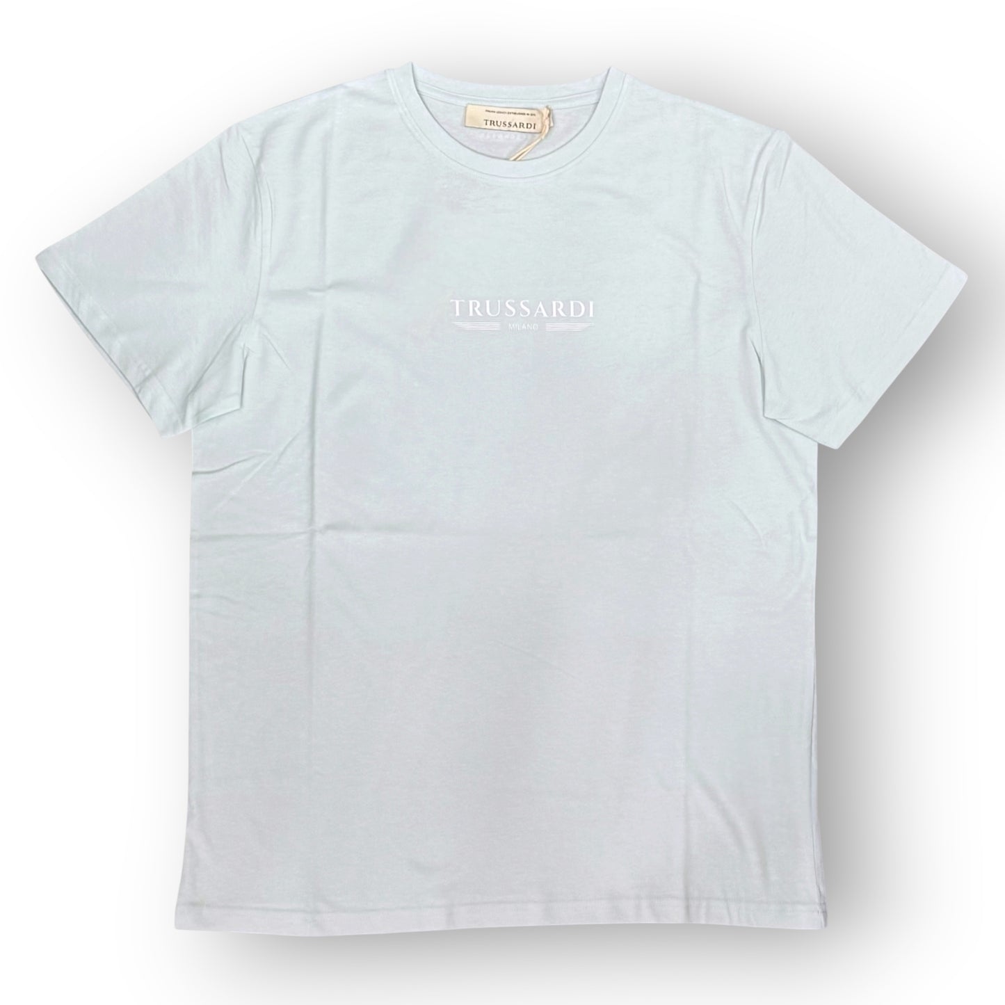 TRUSSARDI - T-Shirt Uomo con scritta frontale gommata, Col.Azzurro
