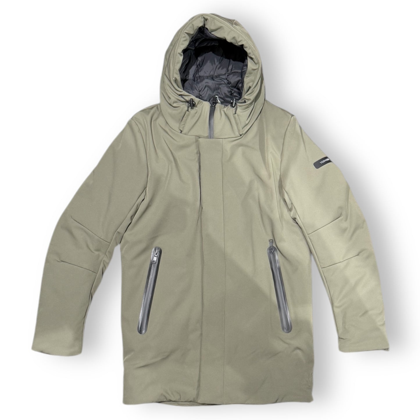 Giubbotto Softshell lungo YES-ZEE Uomo, Cappuccio fisso, Slim Fit, Col. Verde