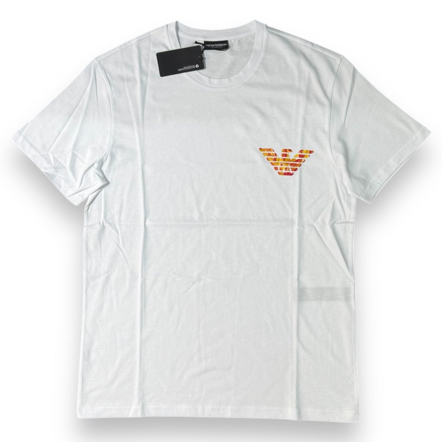 T-shirt EMPORIO ARMANI, con logo medio lato cuore stampato, Col.Bianco