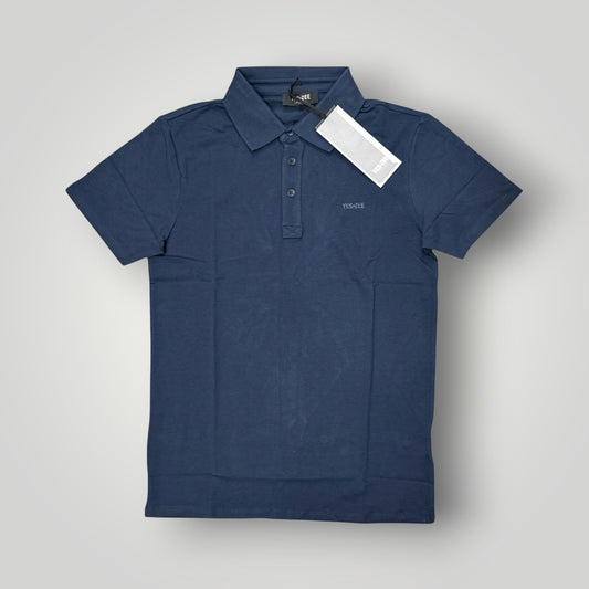 Polo YES-ZEE in maglina con scritta gommata, col.Blu