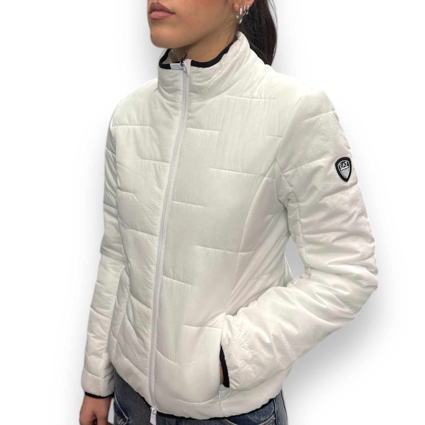 Giubbotto EMPORIO ARMANI Donna, con cappuccio nascosto , col.Bianco (blouson jacket)