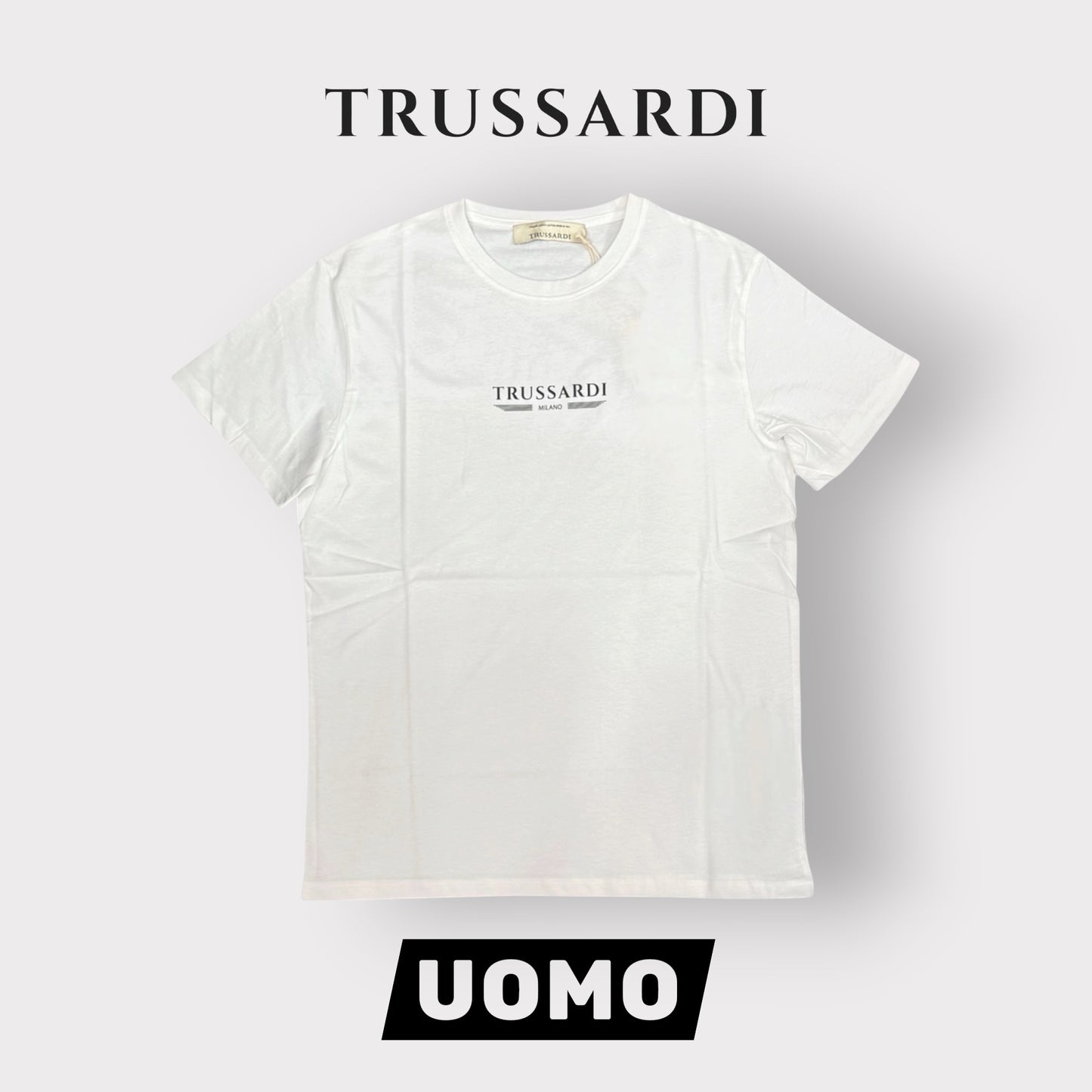 TRUSSARDI - T-Shirt Uomo con scritta frontale gommata, Col.Bianco
