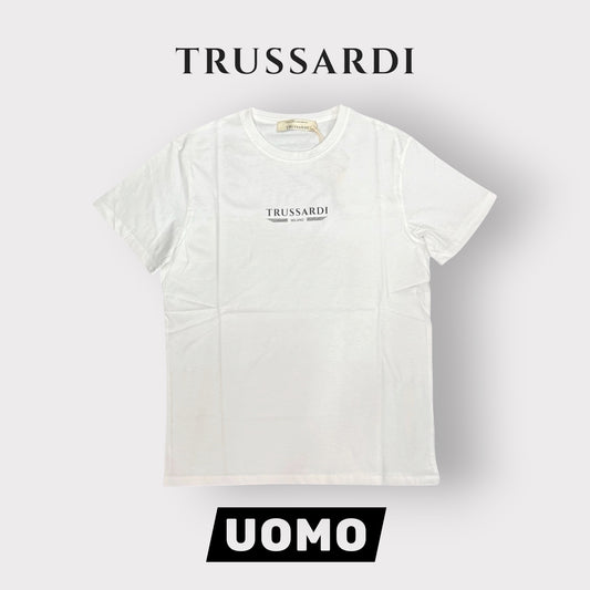TRUSSARDI - T-Shirt Uomo con scritta frontale gommata, Col.Bianco