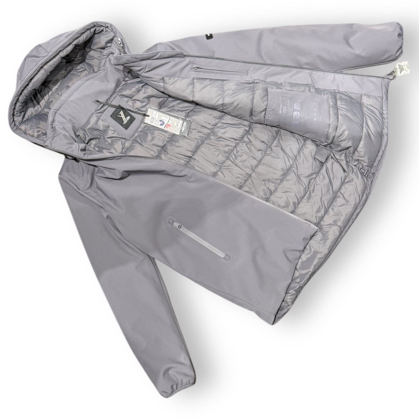 Giubbotto Softshell lungo YES-ZEE Uomo, Cappuccio sganciabile, Slim Fit, Col. Grigio