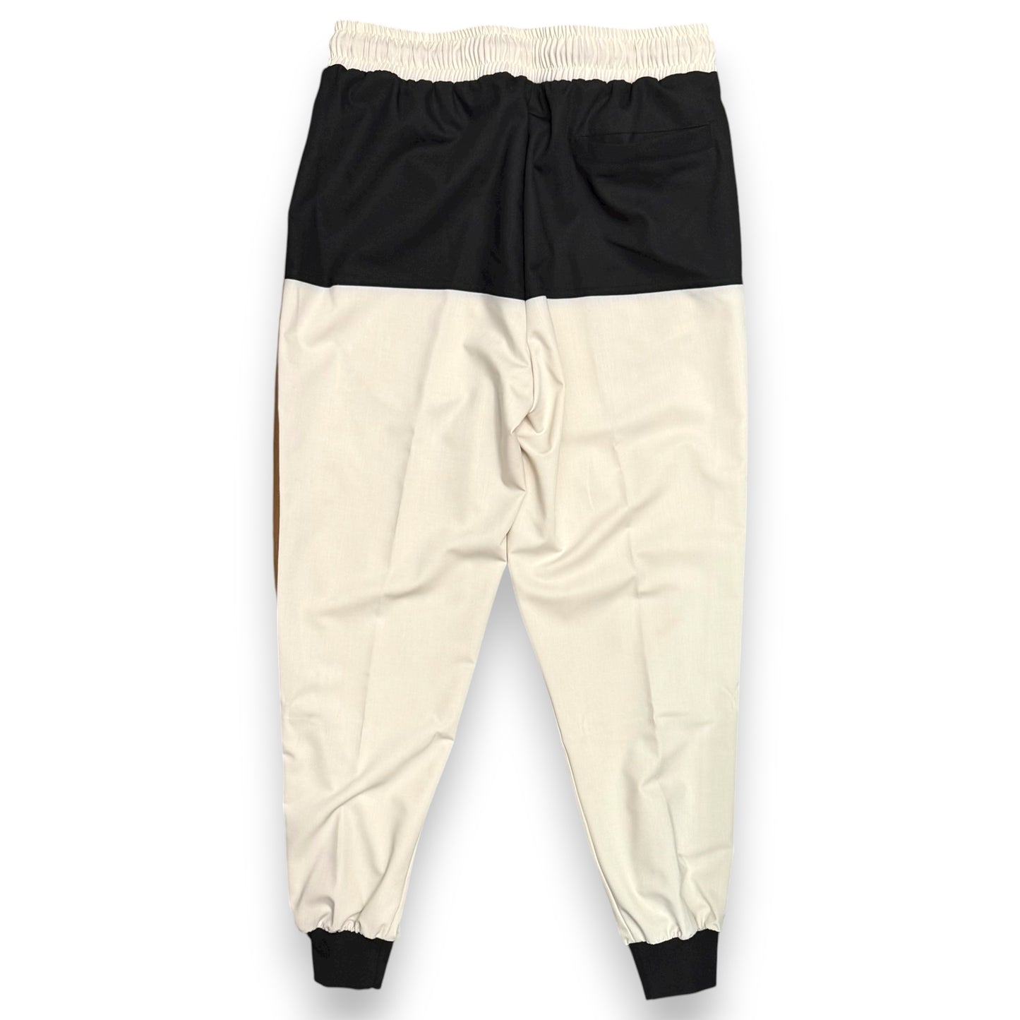 Pantalone MAISON 9 PARIS, in tessuto tecnico, col. Crema/Nero