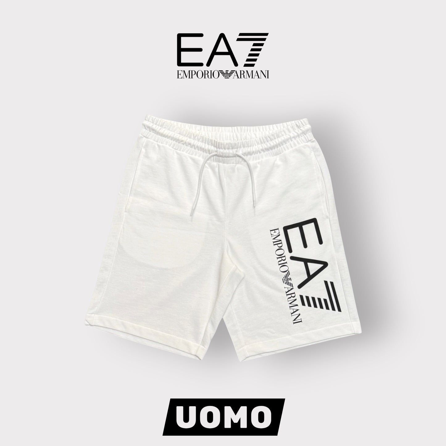 EMPORIO ARMANI-Bermuda, con logo grande sulla gamba, col.Bianco