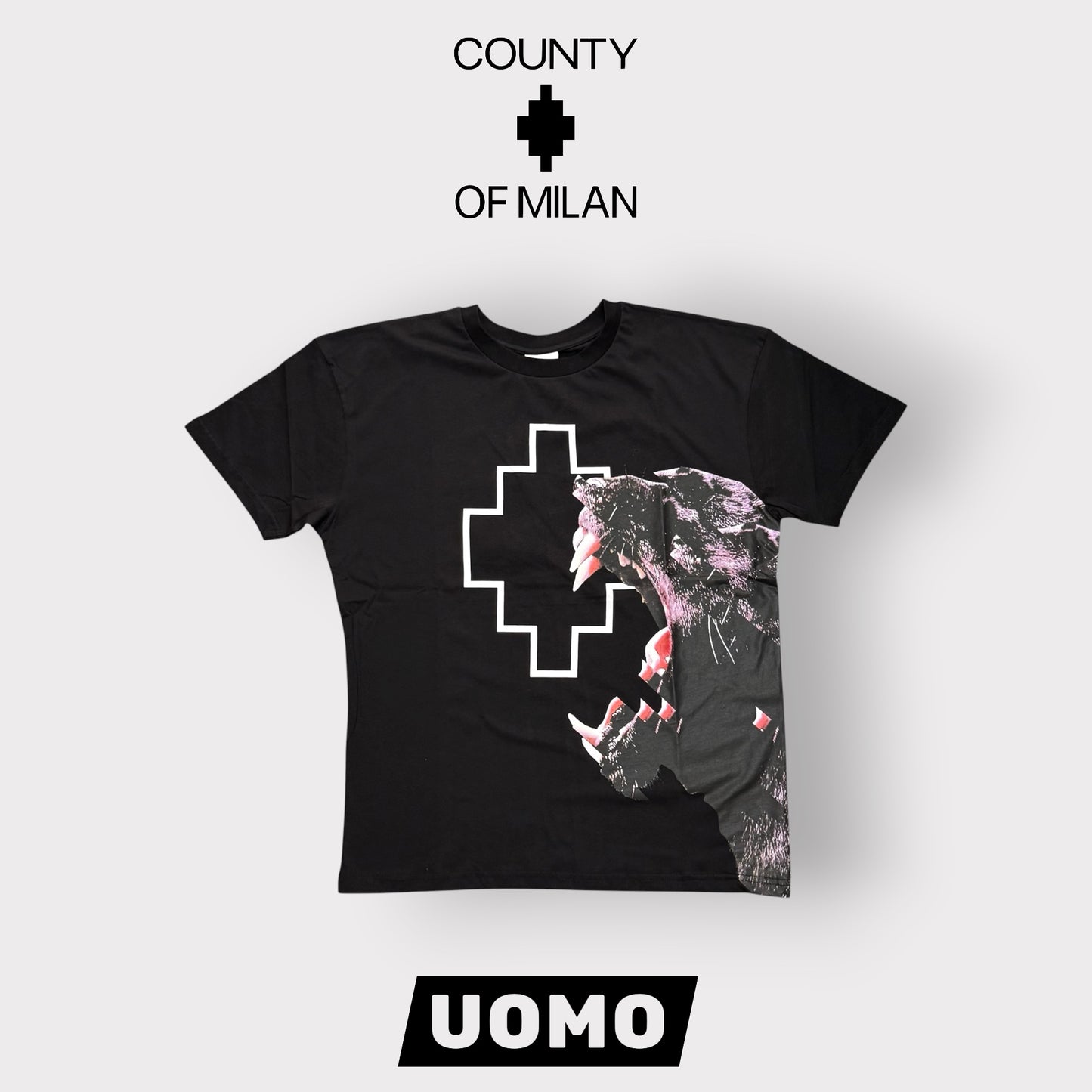 COUNTY OF MILAN- T-Shirt Uomo con stampa frontale, Col.Nero