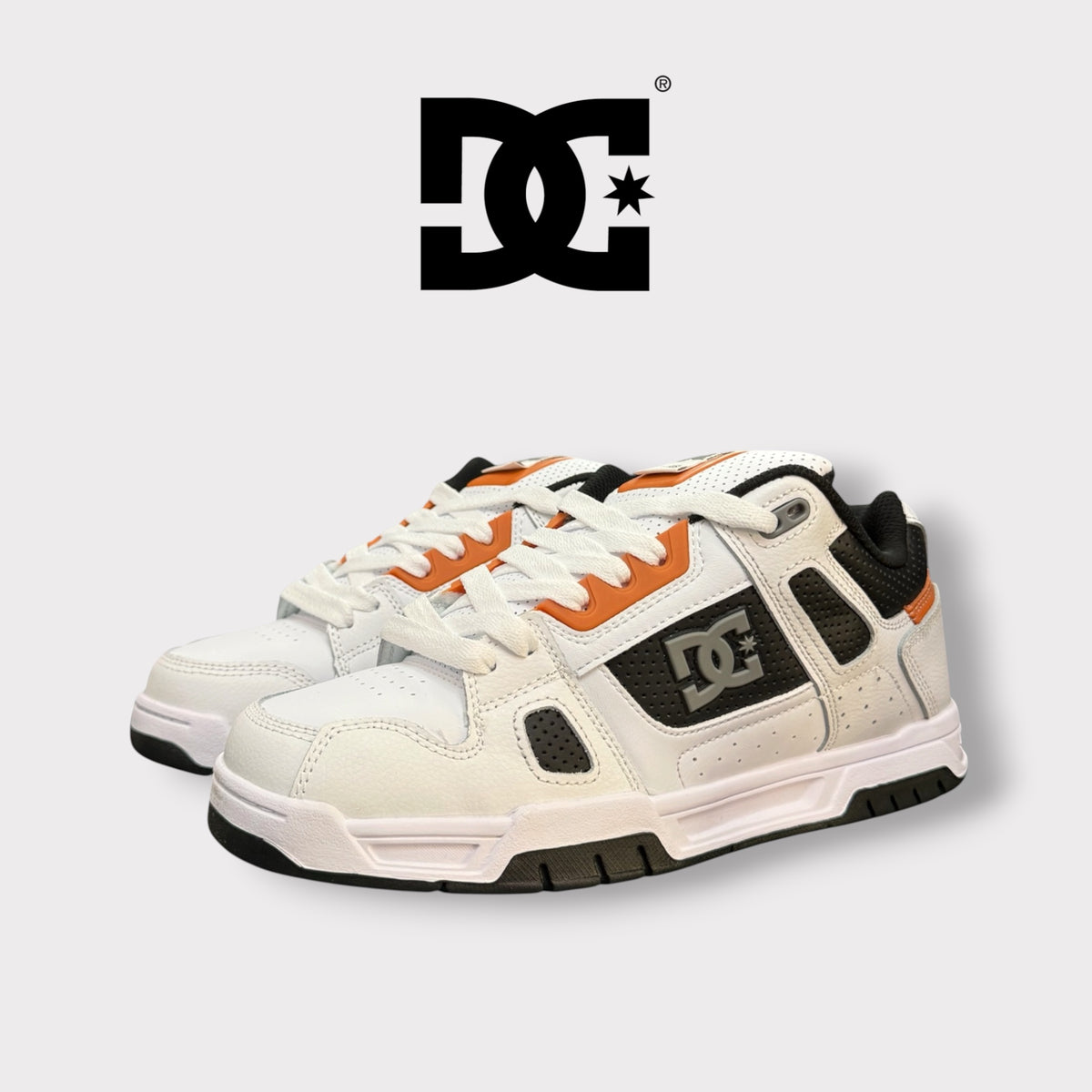 DC- Scarpe, col.Bianco/Nero/arancione