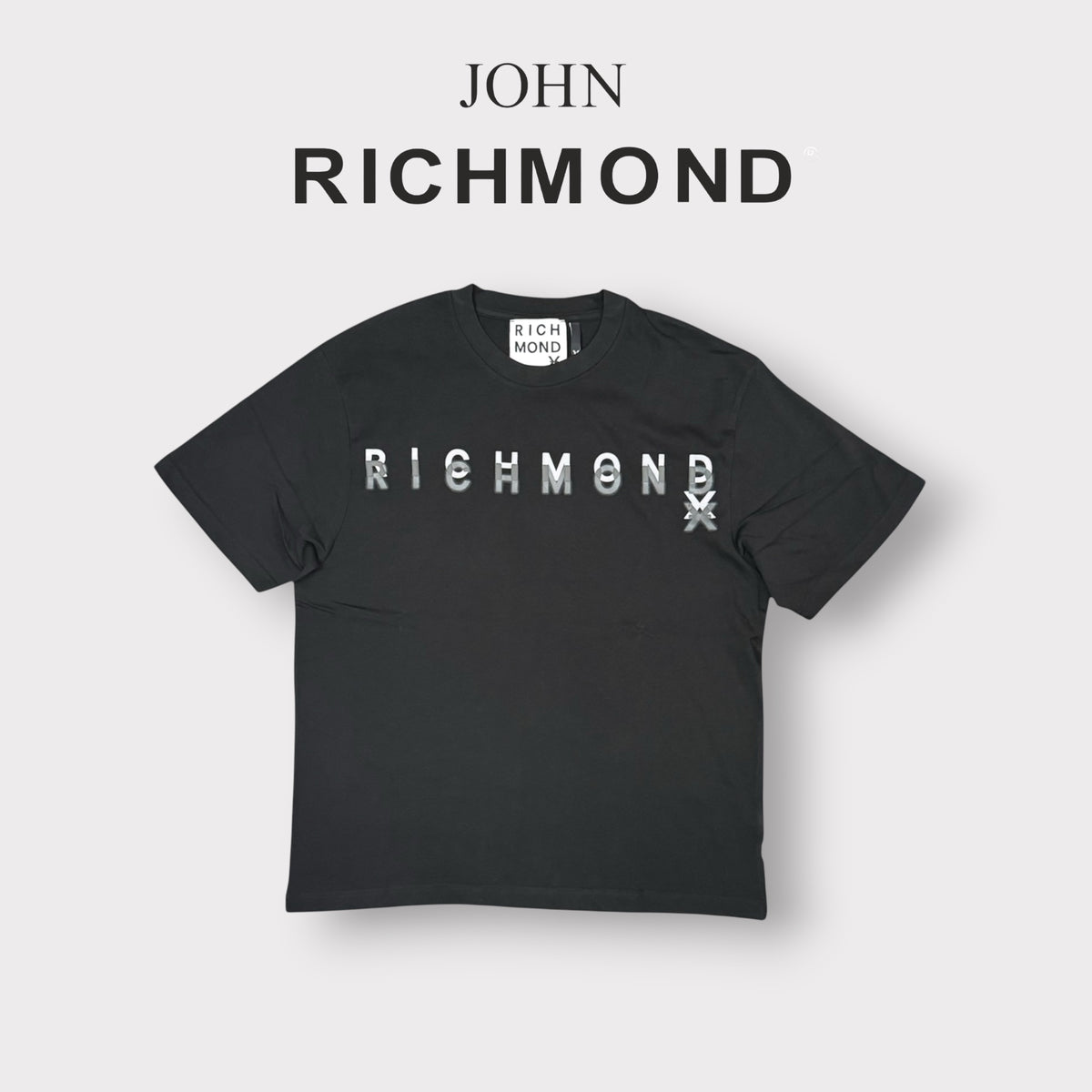 RICHMOND - T-SHIRT UOMO, con scritta 3D frontale, Col.Nero