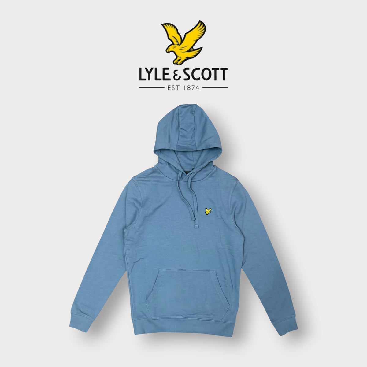 LYLE & SCOTT- Felpa Uomo con cappuccio, tex.garzato, Col.Celeste