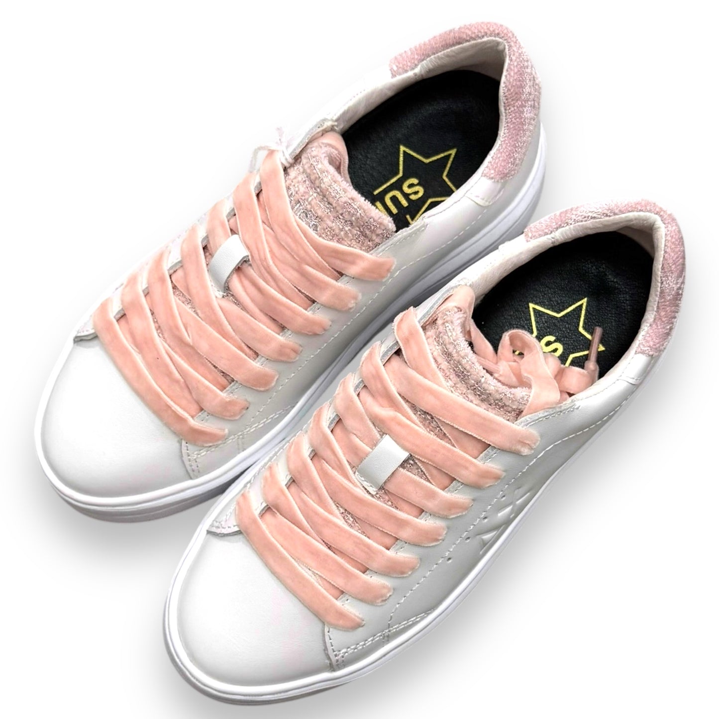 Scarpe SUN68 Donna, mod.Grace Leather, col.Bianco/Rosa