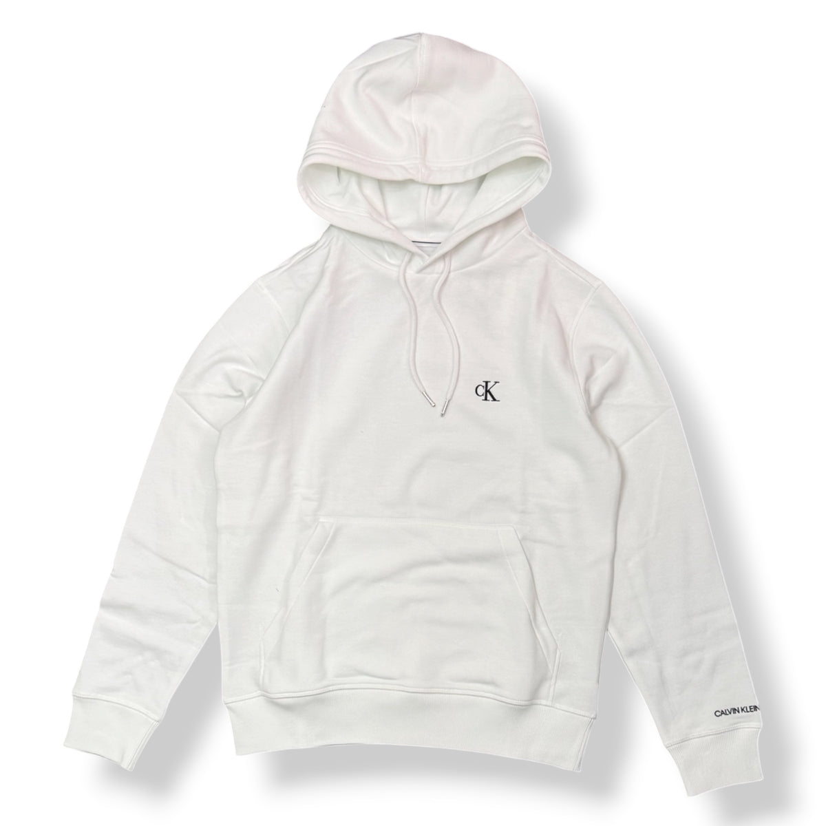 CALVIN KLEIN - Felpa Uomo con cappuccio, con logo lato cuore ricamato, tex.felpato, Col.Bianco