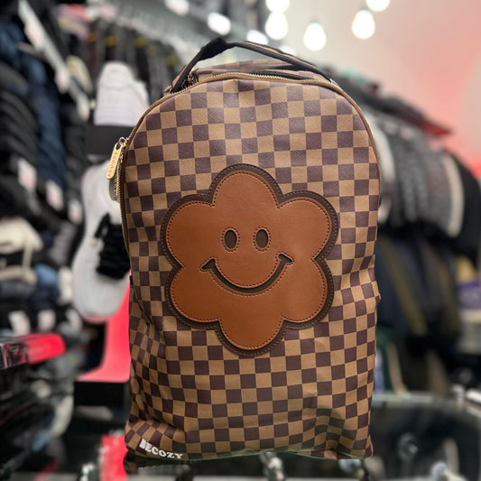 Zaino BECOZY con fantasia a quadretti, Col.Marrone