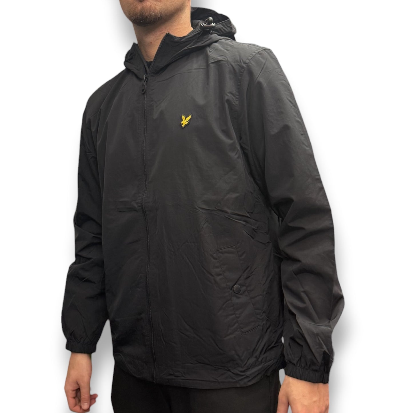 LYLE & SCOTT-Giubbotto Uomo, con cappuccio, mod.Zip through hooded Jacket, col.Jet Black