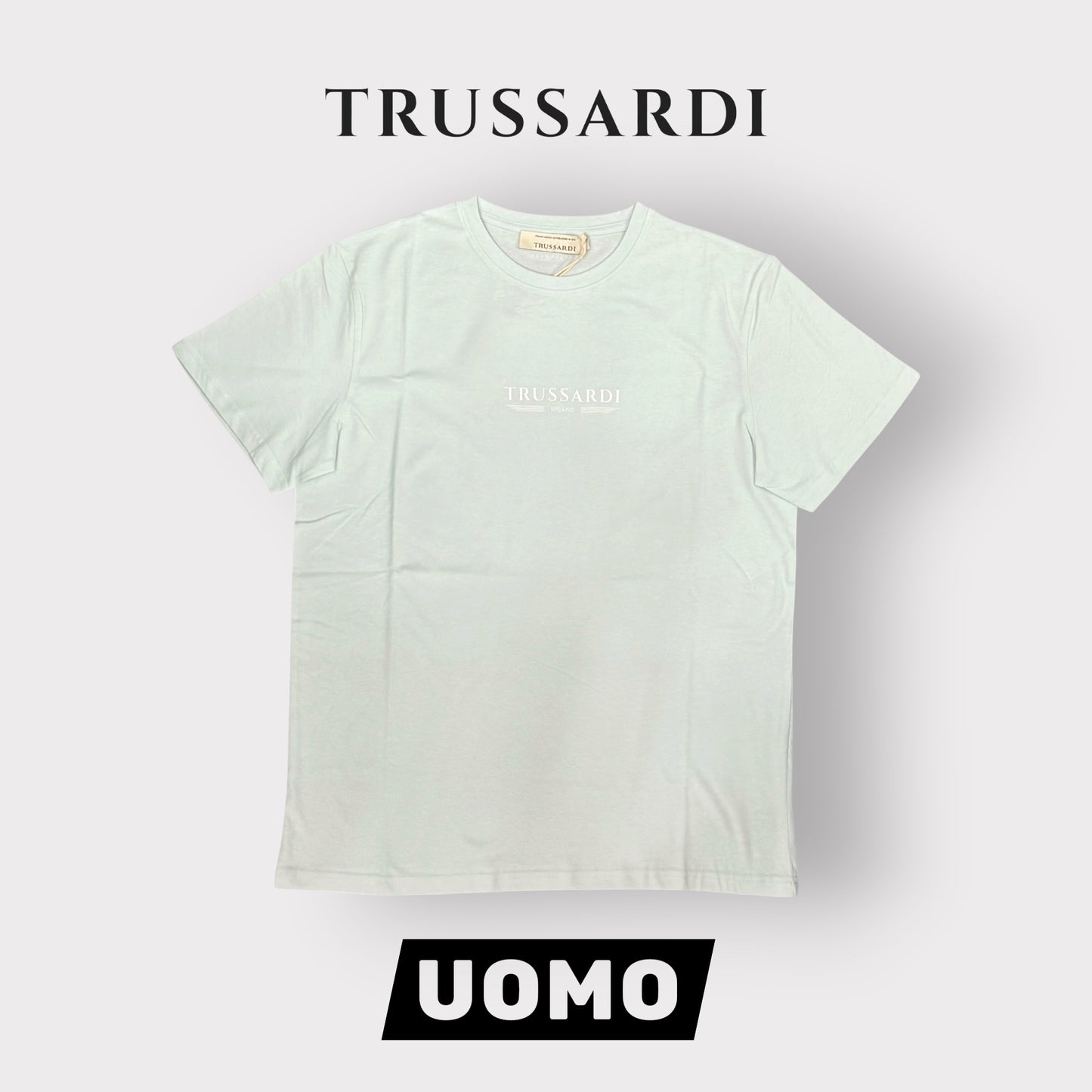 TRUSSARDI - T-Shirt Uomo con scritta frontale gommata, Col.Azzurro