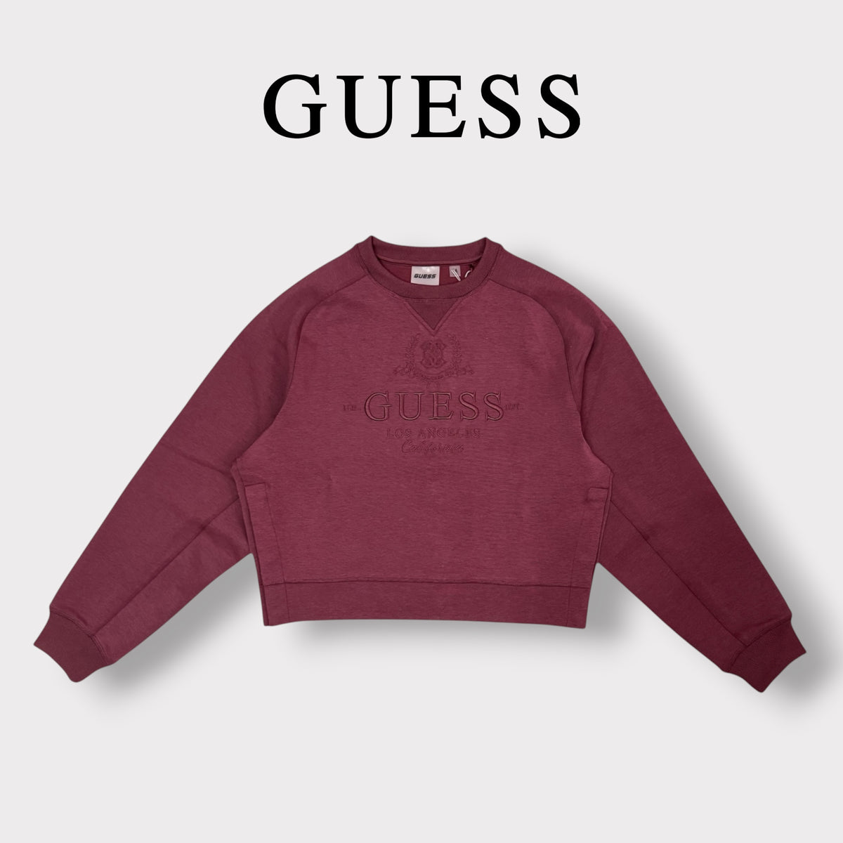 GUESS - Felpa Donna, girocollo , tex.tecnico, col.Bordouex