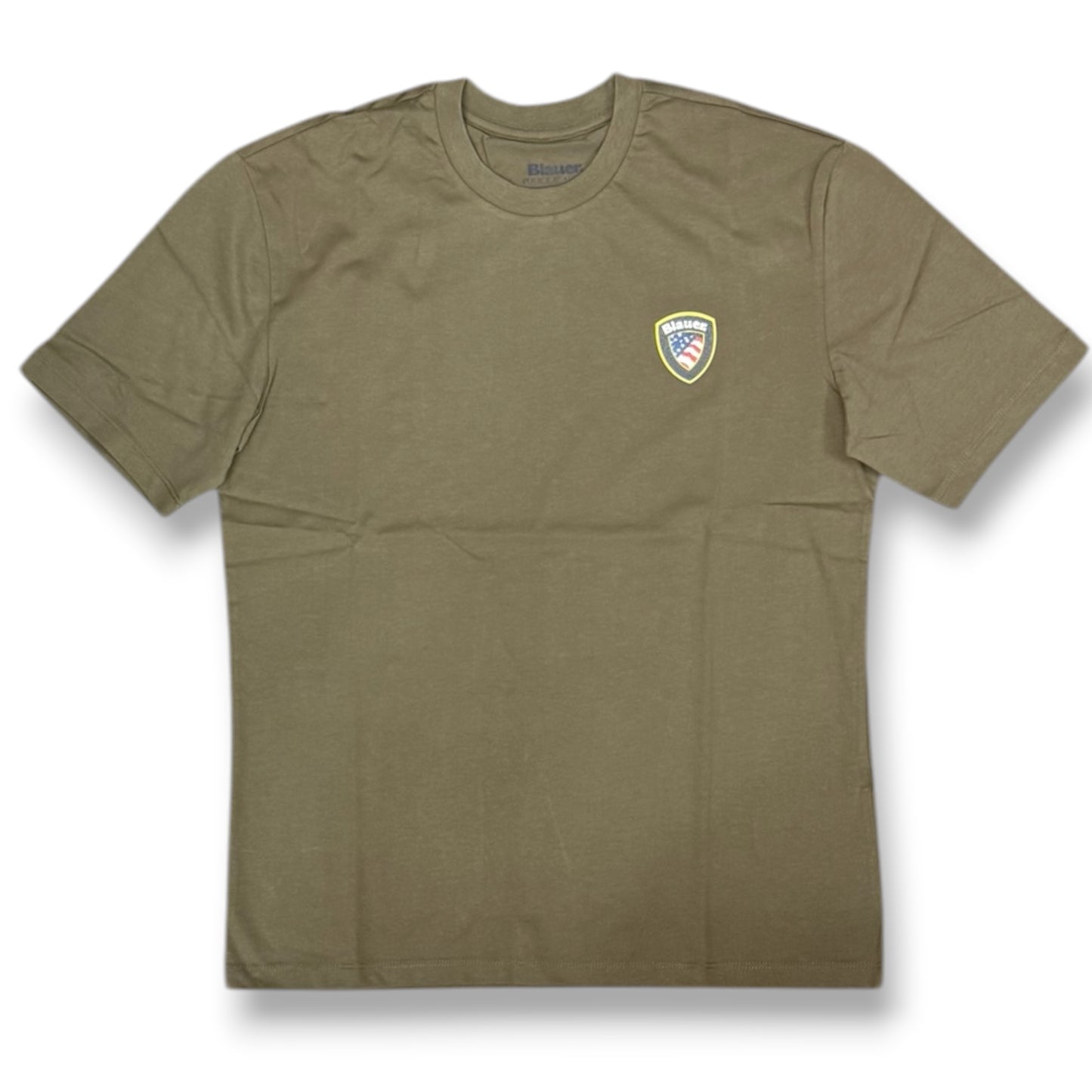 BLAUER- T-shirt, RegularFit, con logo gommato 3D lato cuore, mod.Faxon, col.Verde militare